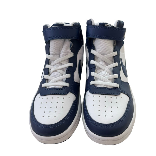 Nike Court Borough Mid 2 White & Blue High-Top Sneakers in Box - Size 2Y Big Kid