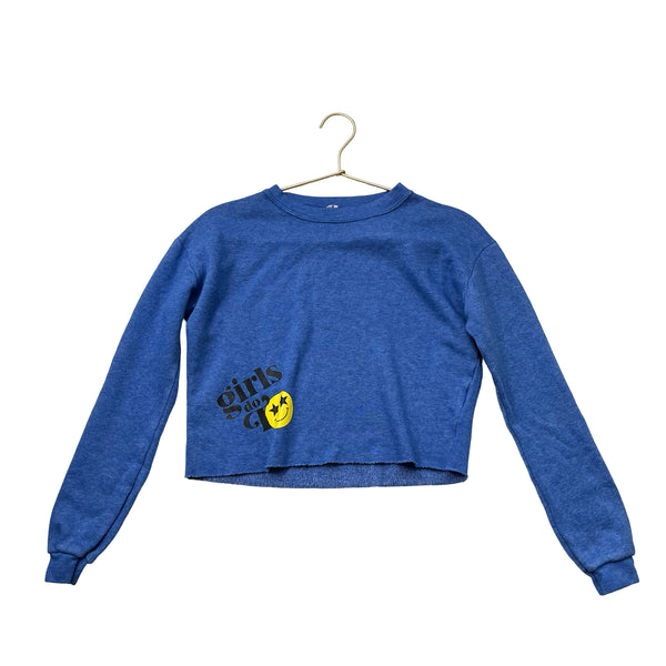 Girls Do Too Blue Smiley Sweatshirt - Size S 7-8