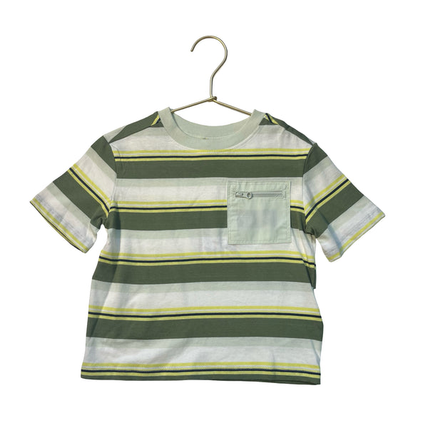 Old Navy Green, Yellow, Ivory Striped T-Shirt - Size 18-24 Mo