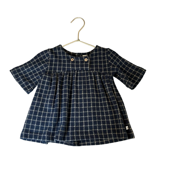 1 + in the family Navy & Tan Windowpane Plaid Dress - Size 6 Mo