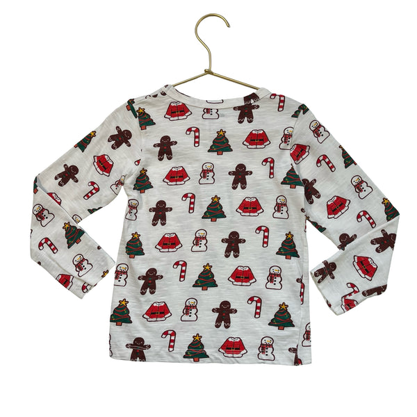 Monica + Andy Ivory Christmas Print Shirt - Size 4T