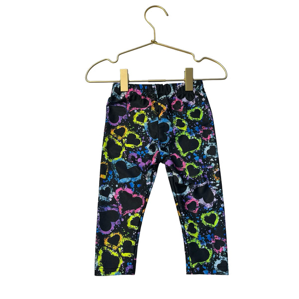 Dori Creations Black Splatter Heart Print Leggings - Size 6-12 Mo