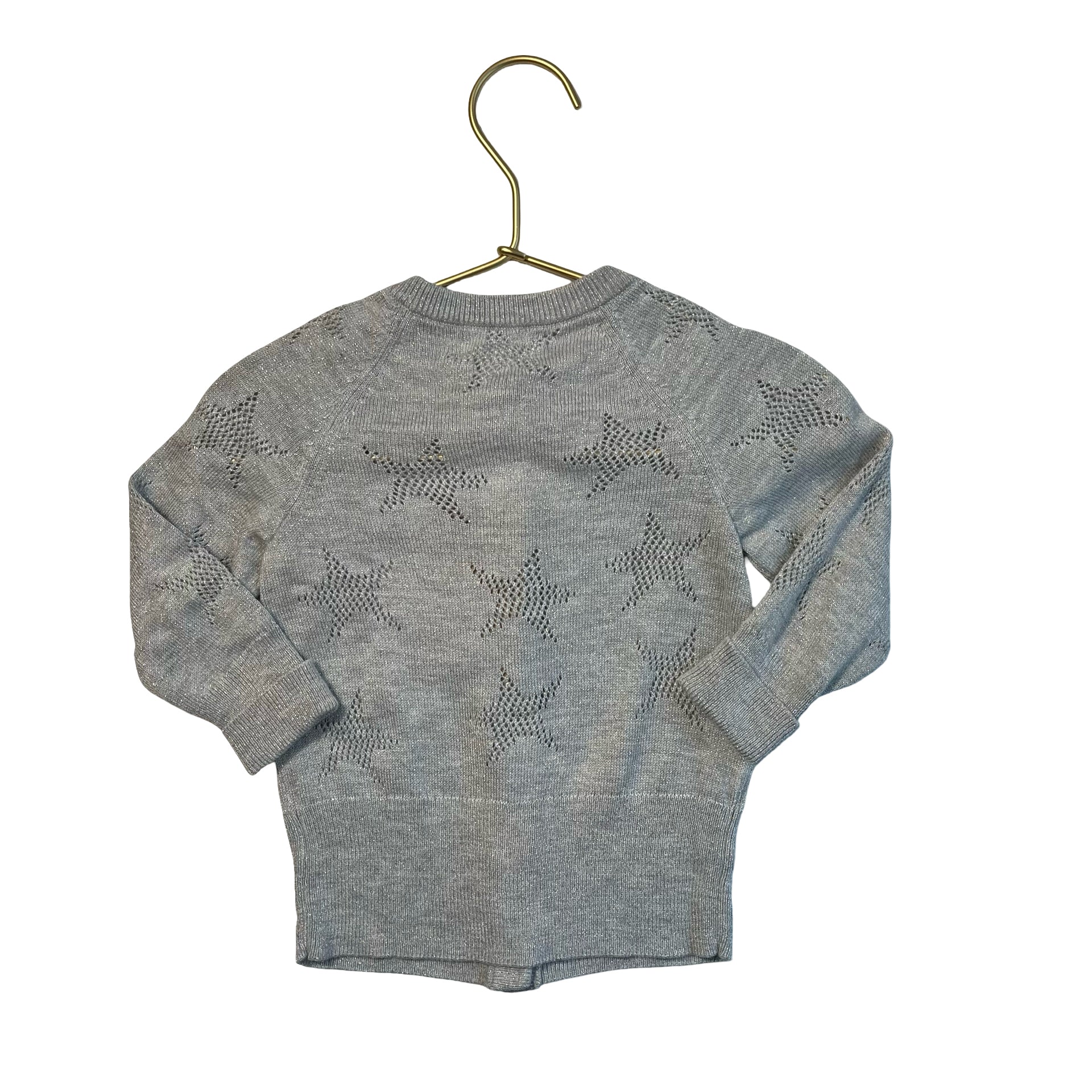 Cat & Jack Silver Metallic Star Cardigan Sweater - Size 18 Mo