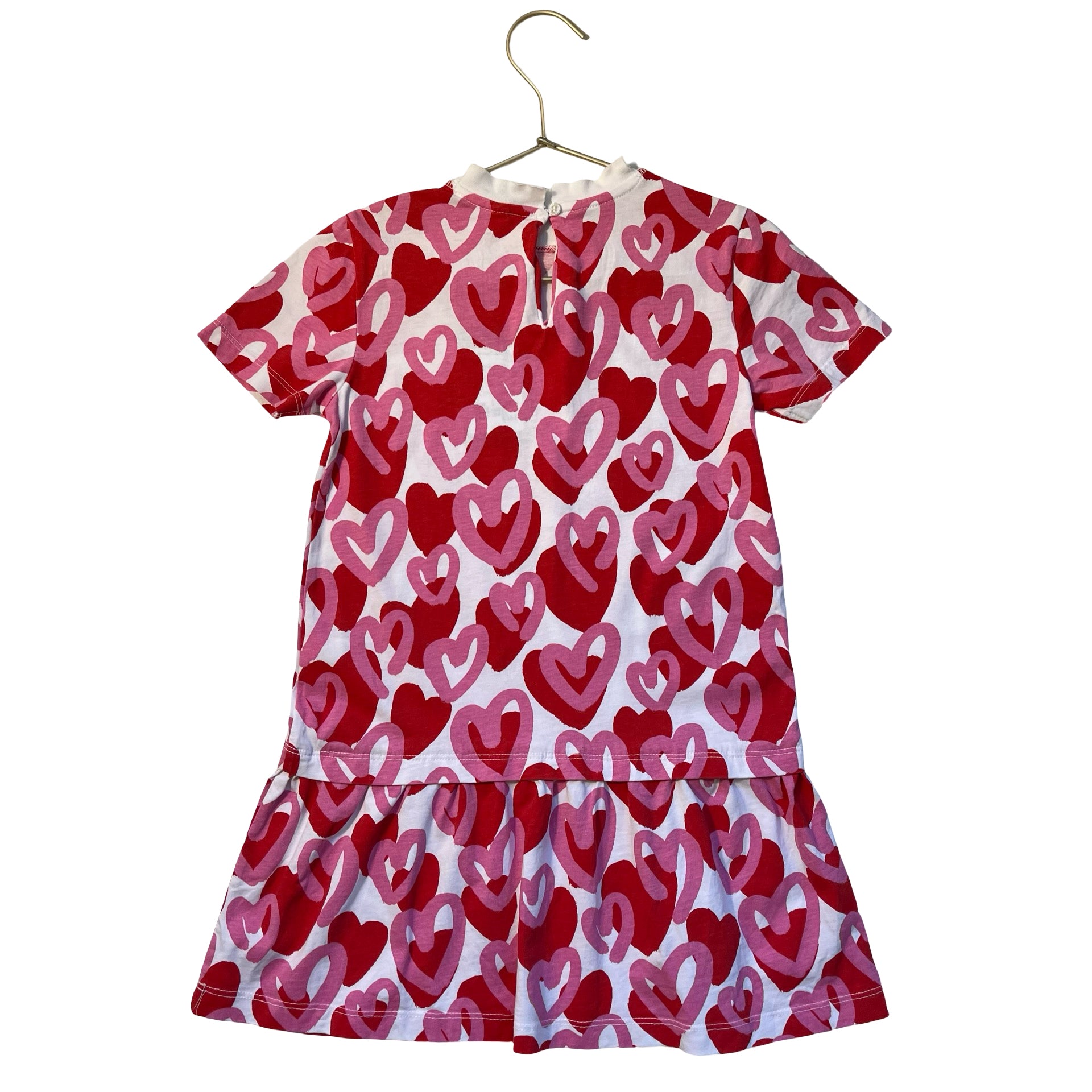 Stella McCartney Kids White, Pink, Red Heart Print Dress - Size 6