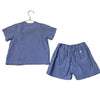 Maike Blue Check Shorts & Button Down Shirt Set - Size 2-3Y