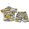 Molo Ivory, Black, Yellow Tropical Print Button Down & Shorts - Size 80 (12 Mo)