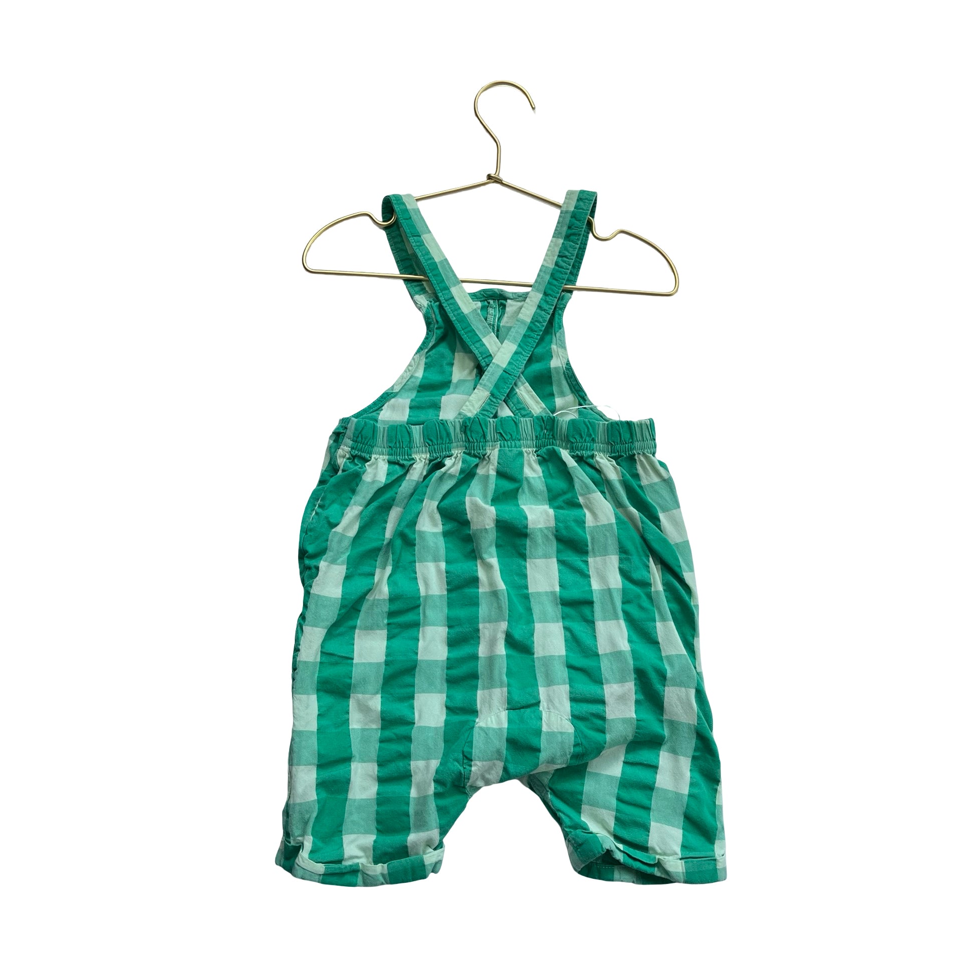 Hanna Andersson Green Check Shortalls - Size 3T