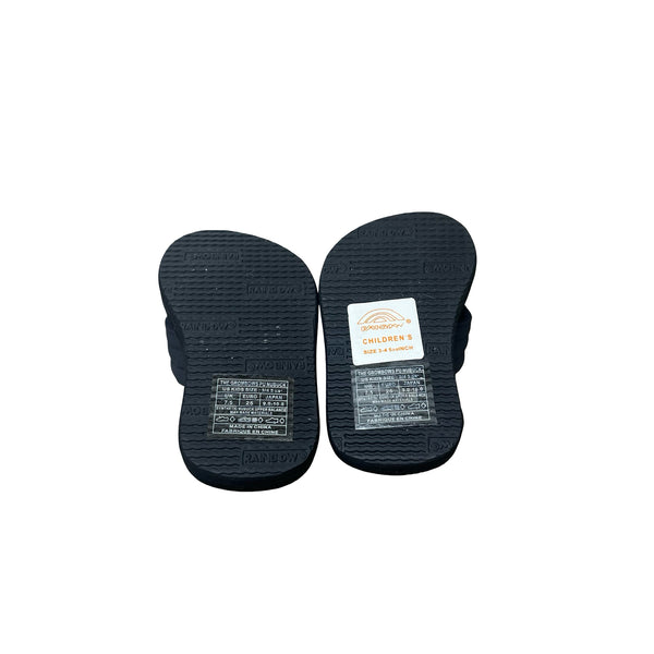 Rainbow Black Flip-Flop Sandals - Size 3-4