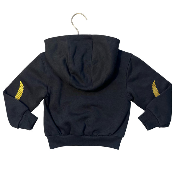 Nike Black Zip-Up Hooded Sweatshirt, Gold Logo - Size 2T