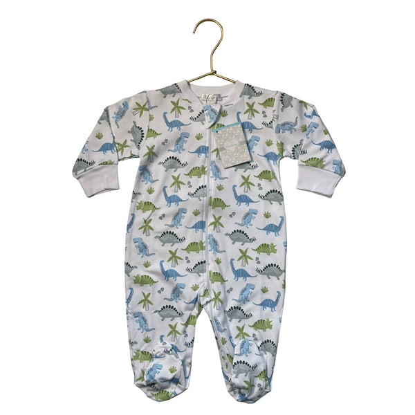 Kissy Kissy White Dino Print Footed PJs - Size 6-9 Mo