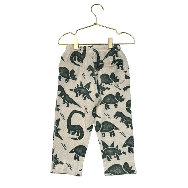 Zara Ivory & Green Dino Waffle Pants - Size 2-3