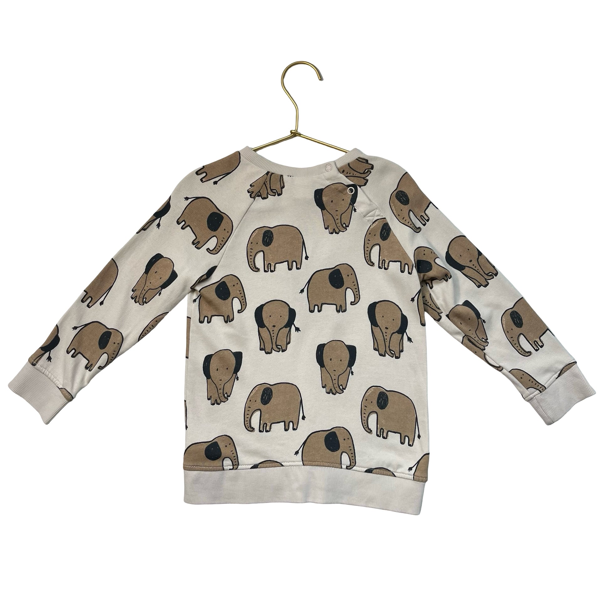H&M Ivory & Brown Elephant Print Sweatshirt - Size 4T
