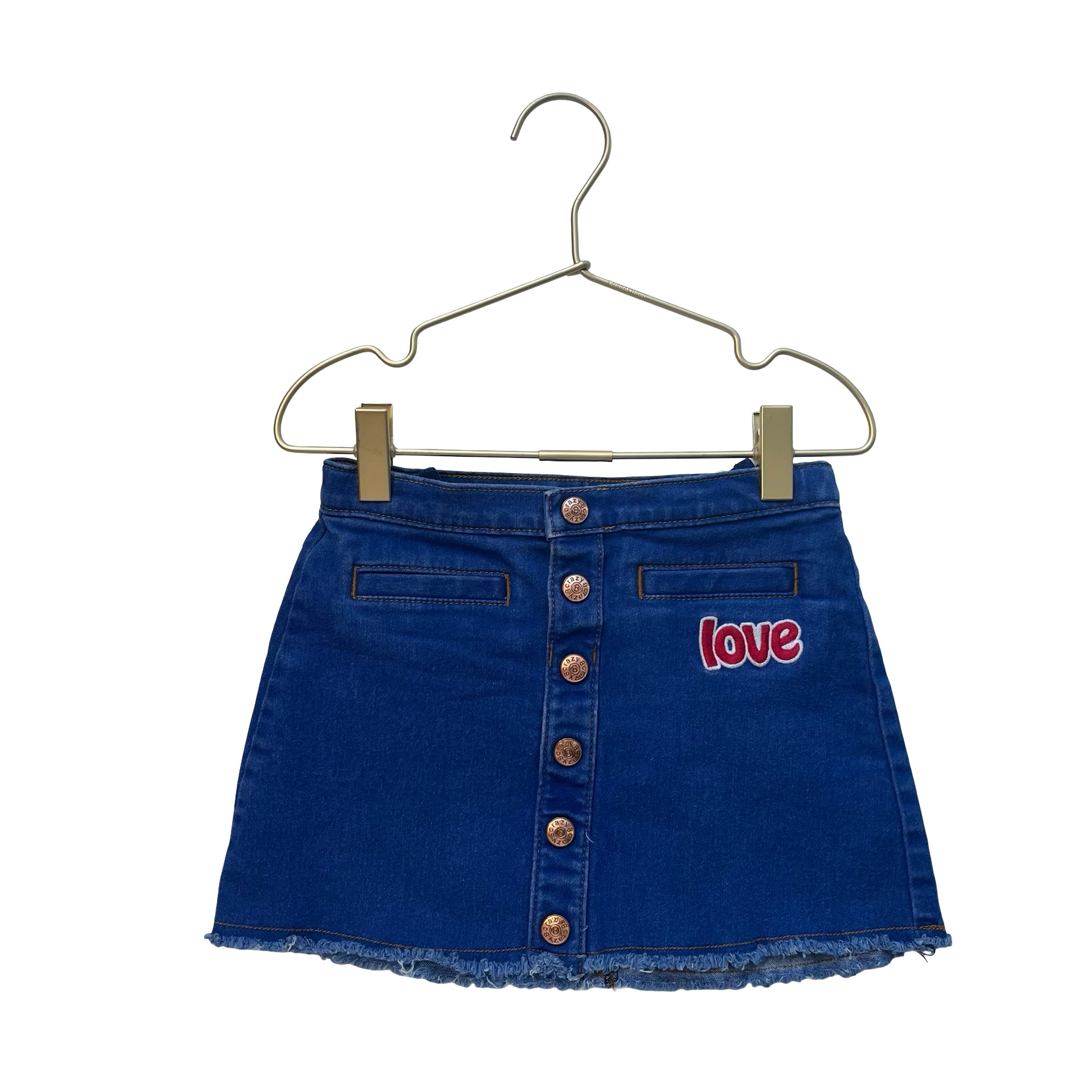 Crazy 8 Denim Raw-Hem 'Love' Jean Skirt - Size 4T
