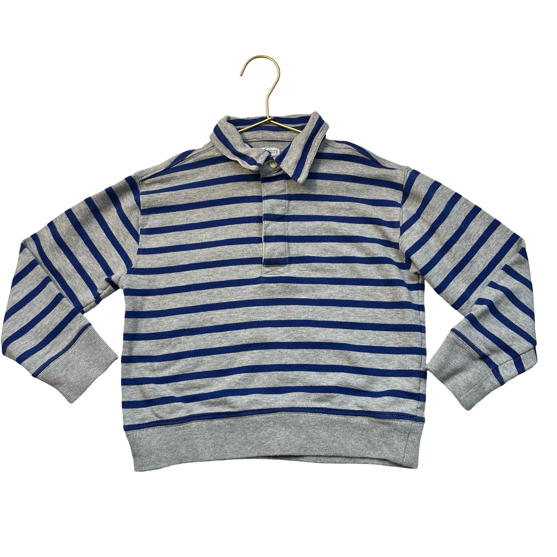 Crewcuts Gray & Blue Striped Rugby Sweatshirt - Size S 6-7