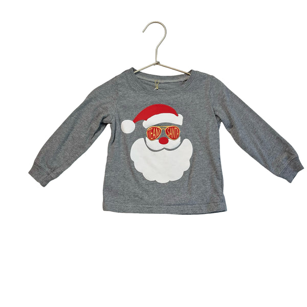 Carter's Gray, Ivory & Red Santa Long Sleeve T-Shirt - Size 24 Mo