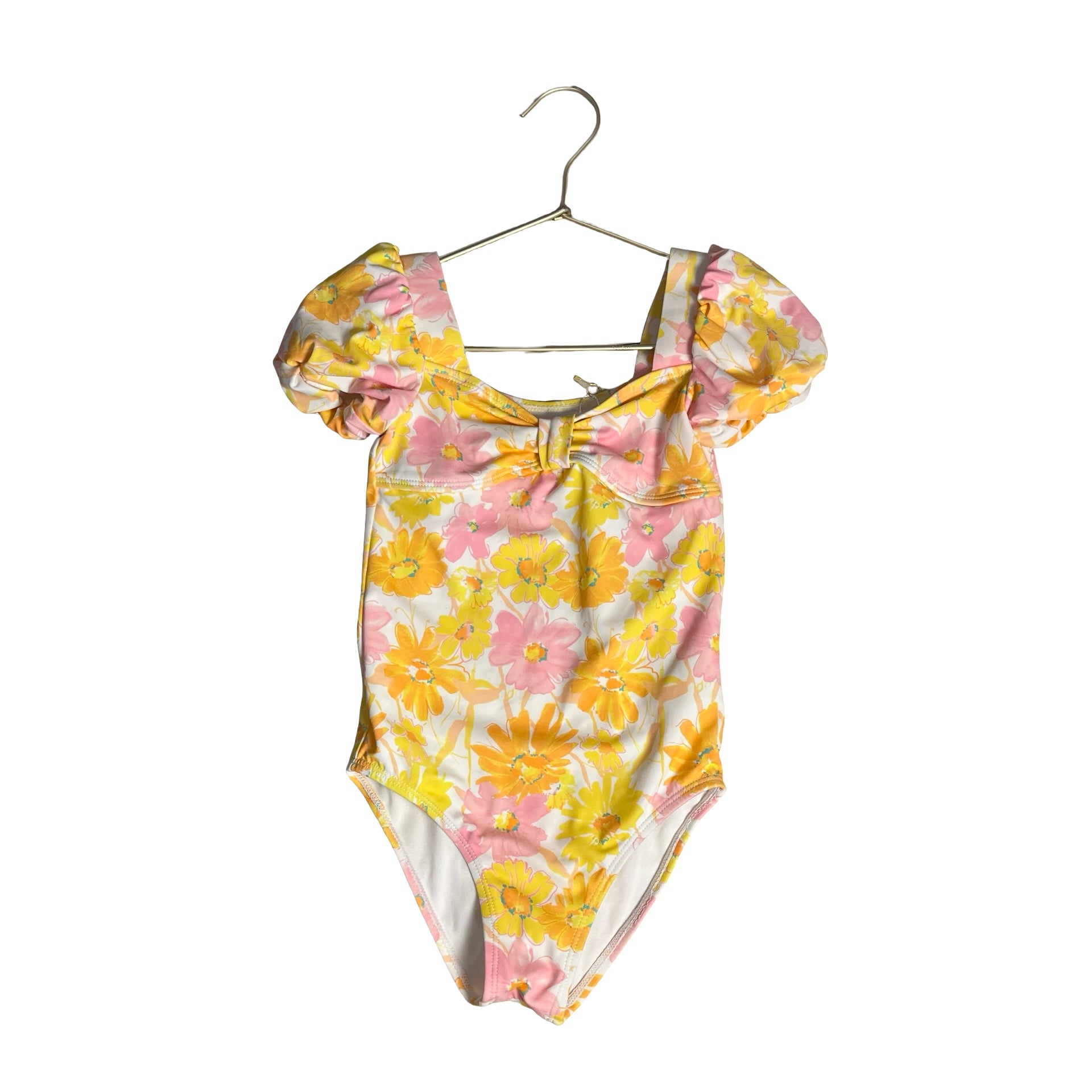 Janie and Jack Yellow & Pink Floral Swim Suit - Size 5