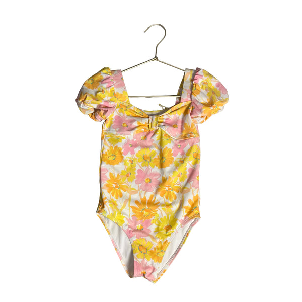 Janie and Jack Yellow & Pink Floral Swim Suit - Size 5