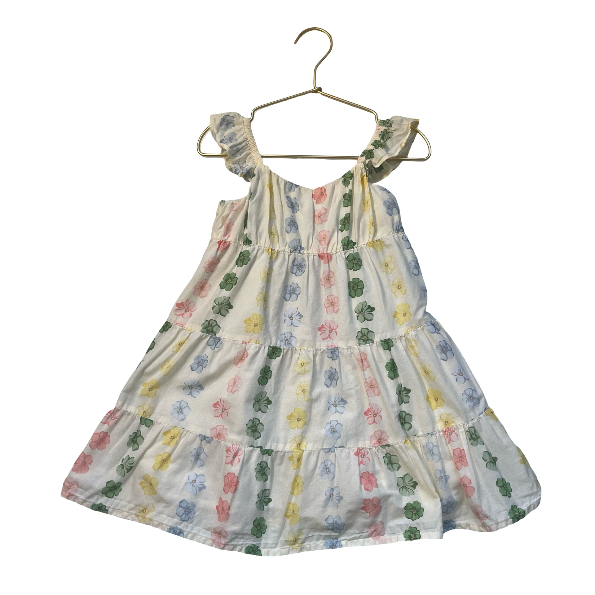 Janie and Jack Pale Yellow & Multi-Color Flower Print Dress - Size 3