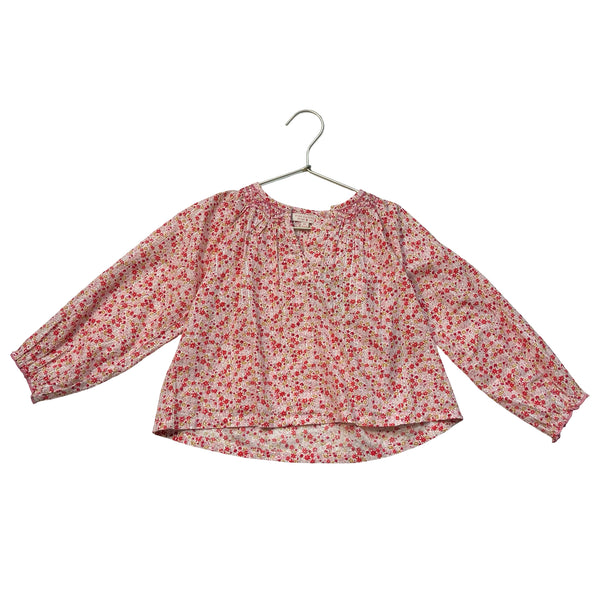 Pink Chicken Pink, Red, Metallic Silver Floral Blouse - Size 6Y
