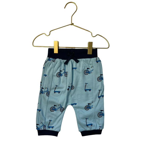 Monica + Andy Light Blue Bike & Scooter Print Joggers - Size 9-12 Mo