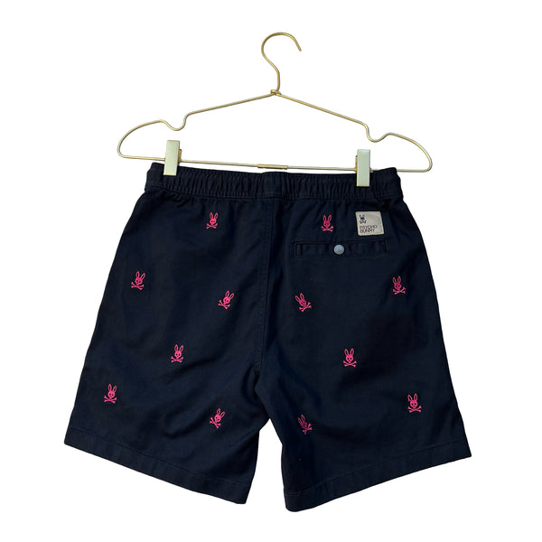 Psycho Bunny Navy & Pink Embroidered Logo Shorts - Size M 10-12