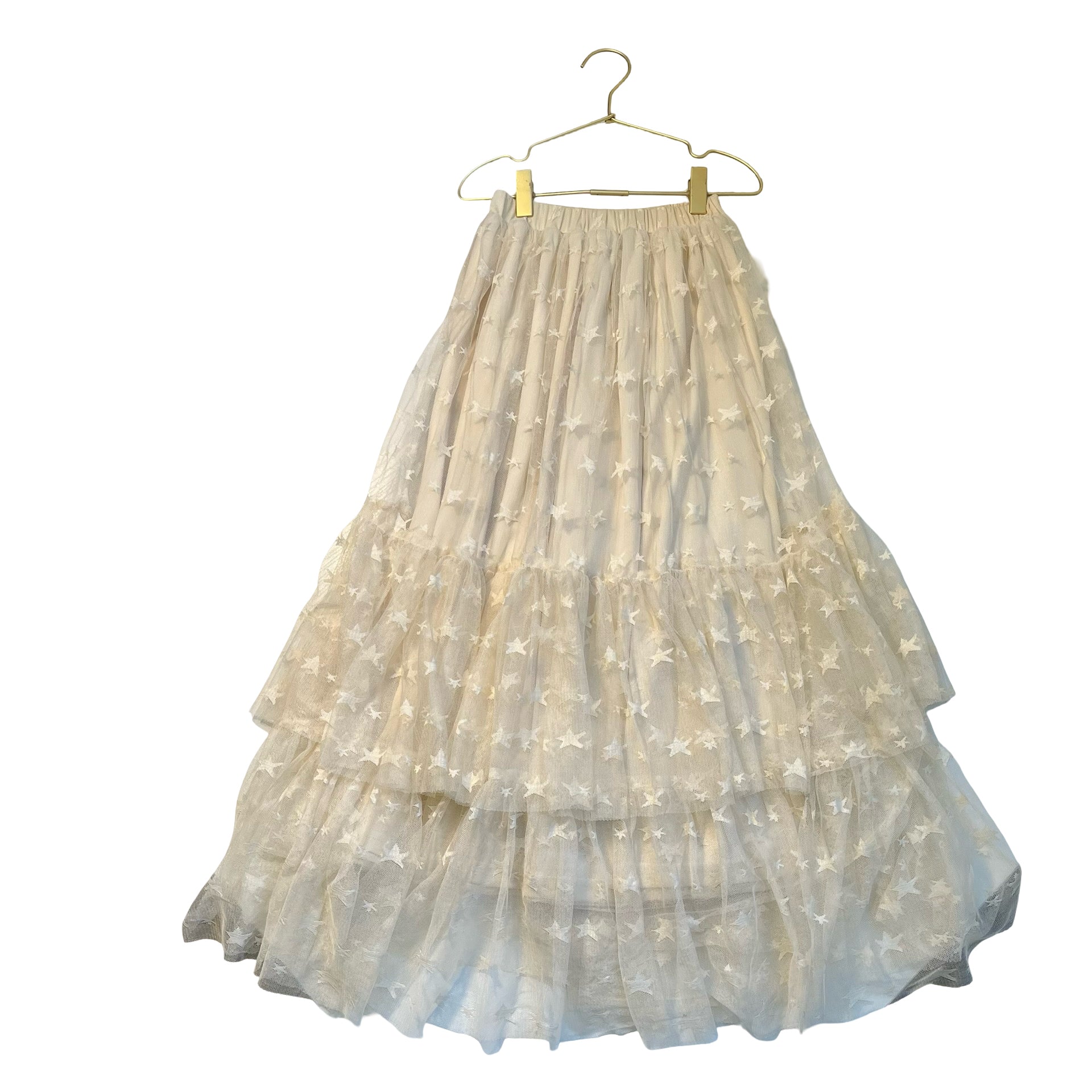 Mia Joy Ivory Tulle Star Long Skirt - Size 7