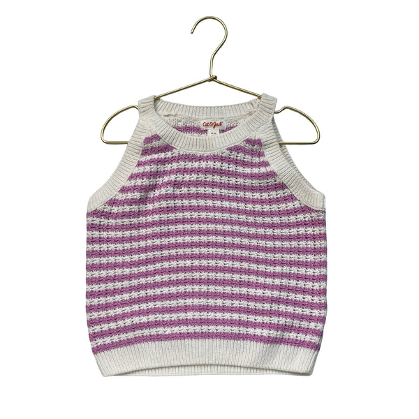 Cat & Jack Purple & Ivory Stripe Crochet Sleeveless Top - Size M (8)