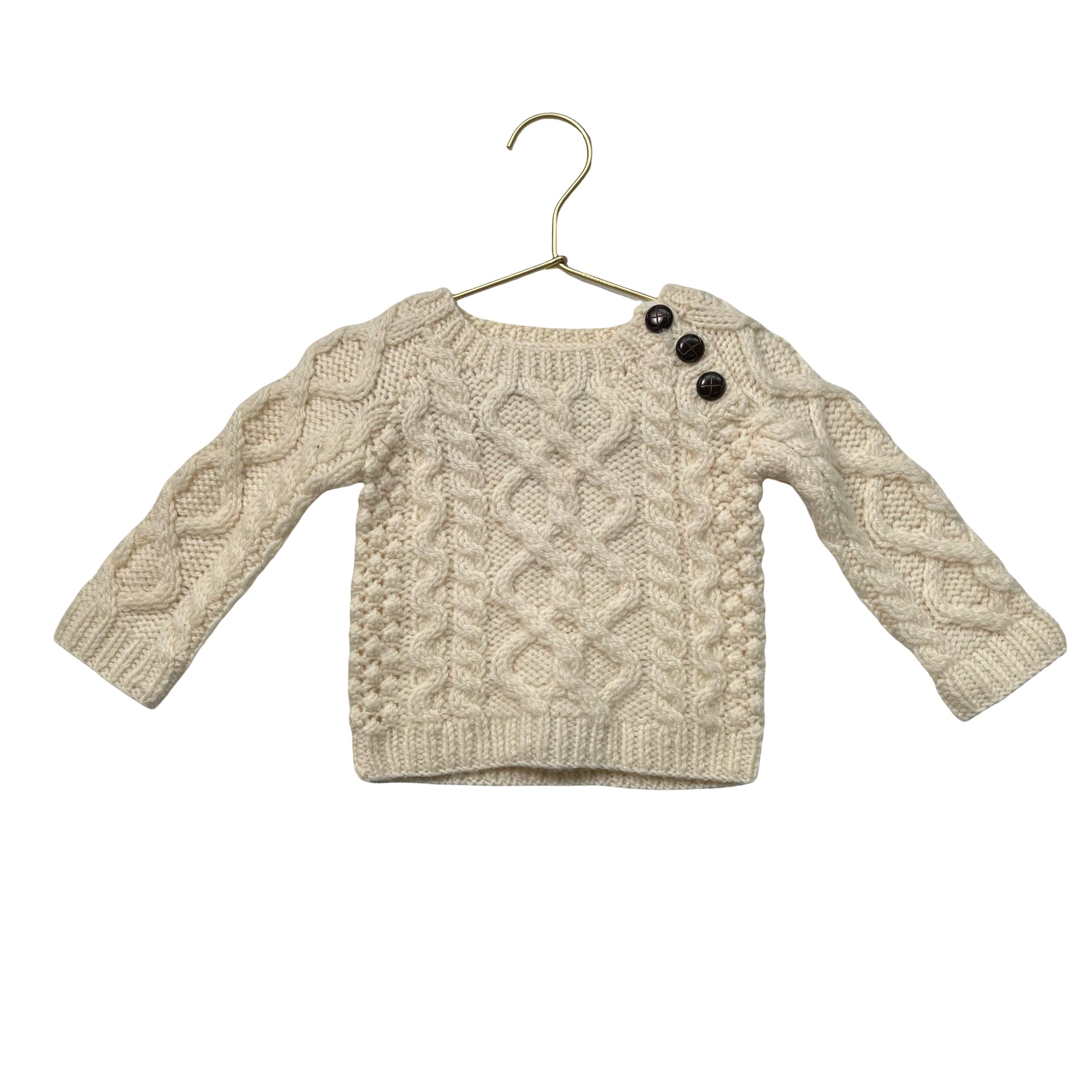 Carraig Don 100% Merino Wool Cable-Knit Sweater - Size S