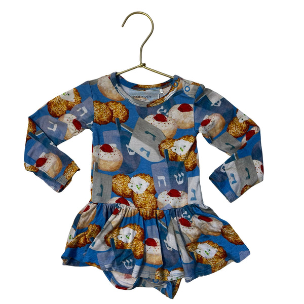 Posh Peanut Hanukkah Print Bodysuit Dress - Size 6-12 Mo