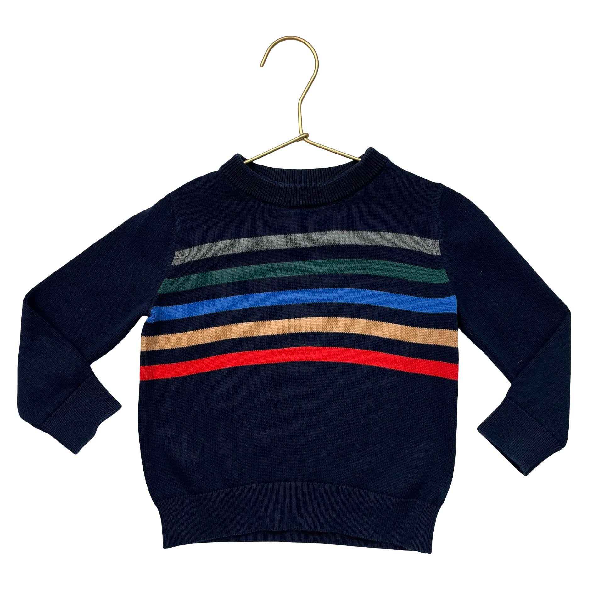 Baby Gap Navy & Multi-Color Striped Cotton Sweater - Size 2