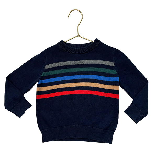 Baby Gap Navy & Multi-Color Striped Cotton Sweater - Size 2