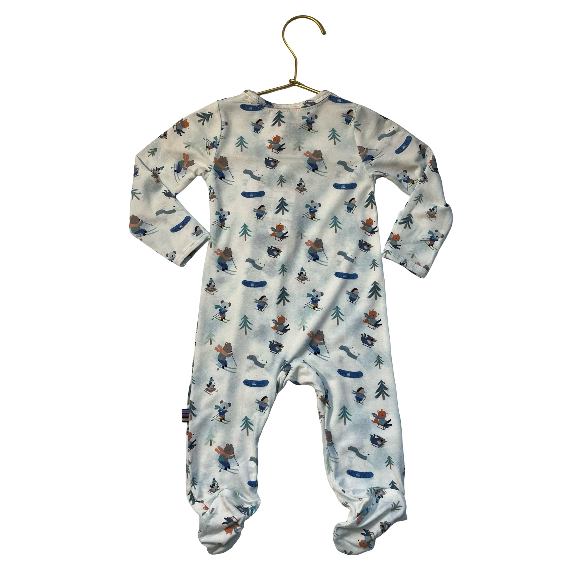 Magnetic Me Ivory Ski & Sled Animal Footed One-Piece PJs - Size 0-3 Mo