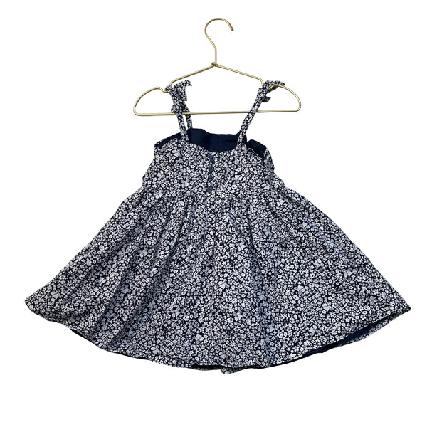 Janie and Jack Navy White Flower & ET Print Dress - Size 4