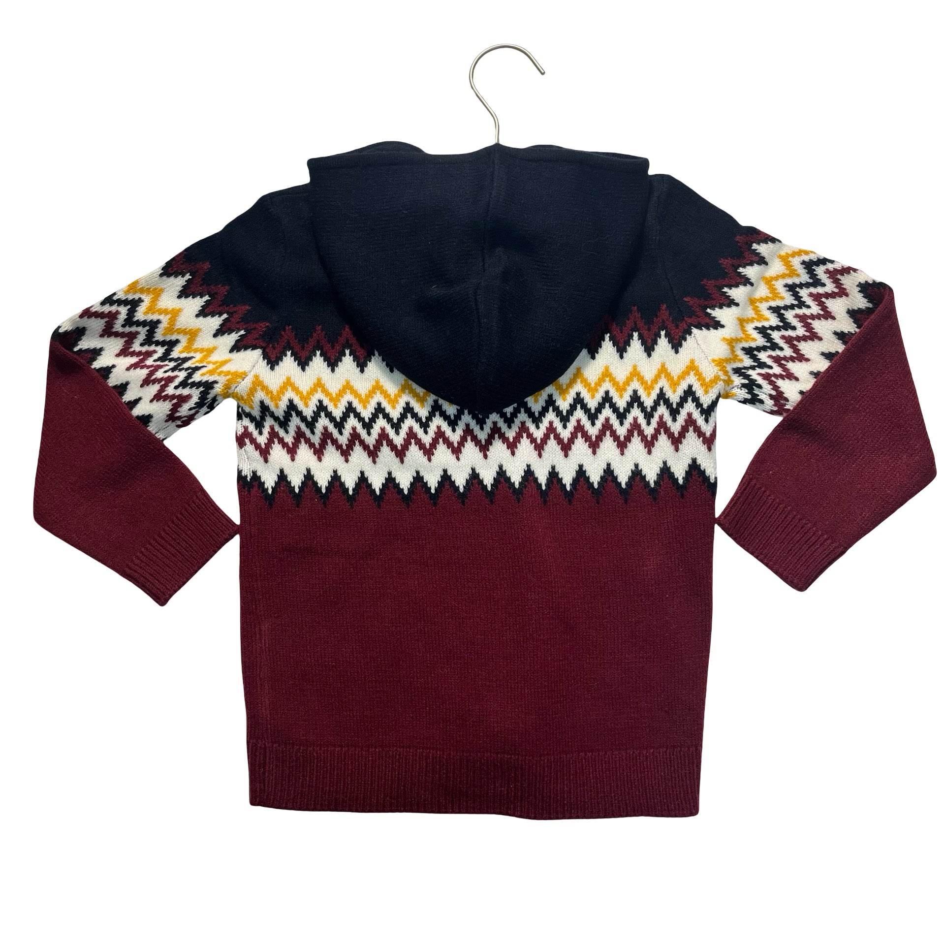 Mayoral Navy & Burgundy Fair Isle Cardigan Sweater - Size 6