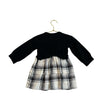 Baby Gap Black Knit & Ivory Plaid Flannel Dress - Size 12-18 Mo