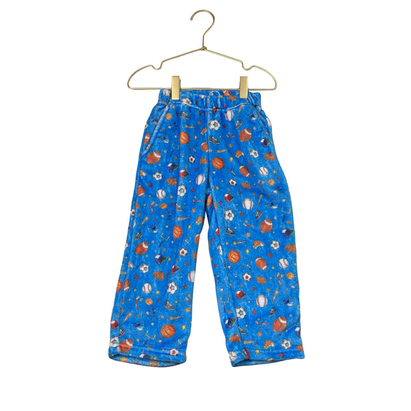 Preppy Goose Blue Sports Print Fuzzy PJ Pants - Size 2-3