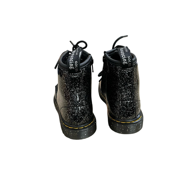 Dr. Martens Black & Silver Sparkle Patent Boots - Size 10
