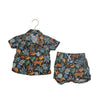 Old Navy Brown Tropical Tiger Linen Blend Shorts & Button Down - Size 6-12 Mo