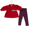 Florence Eiseman Navy & Red Striped Leggings & Red Cotton Sweater Set - Size 2T