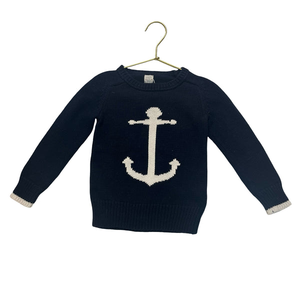 Crewcuts Navy Anchor Cotton Sweater - Size 3