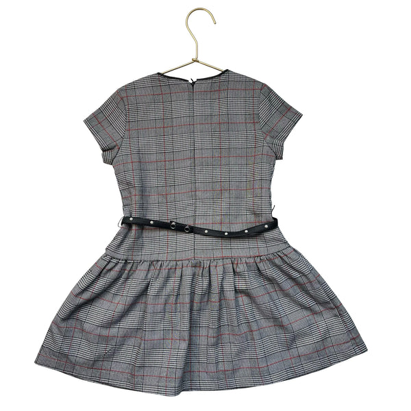 Mayoral Black, White, Red Plaid Belted Dress - Size 6