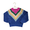 Mini Boden Blue & Multi-Color Chevron Sweater - Size 5-6Y