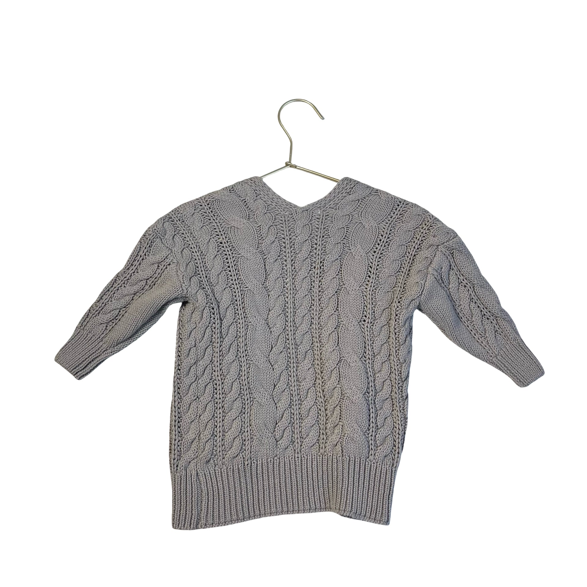 Ruffle Butts Gray Cable-Knit Open Front Cardigan Sweater - Size 12-24 Mo