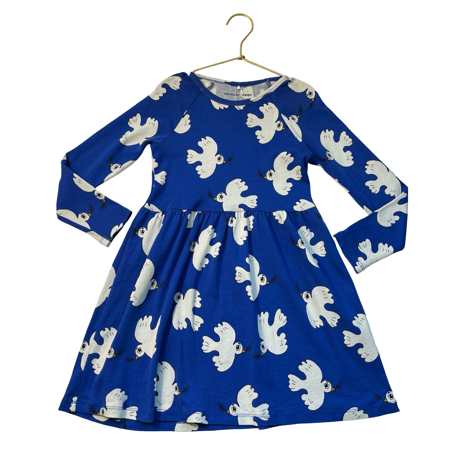 Mini Rodini x Wrangler Blue Dove Print Dress - Size 5-7Y