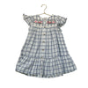 Louise Misha Ivory & Navy Plaid Embroidered Flower Dress - Size 4Y
