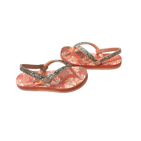 Reef Orange & Gold Glitter Flip-Flop Sandals - Size 3-4
