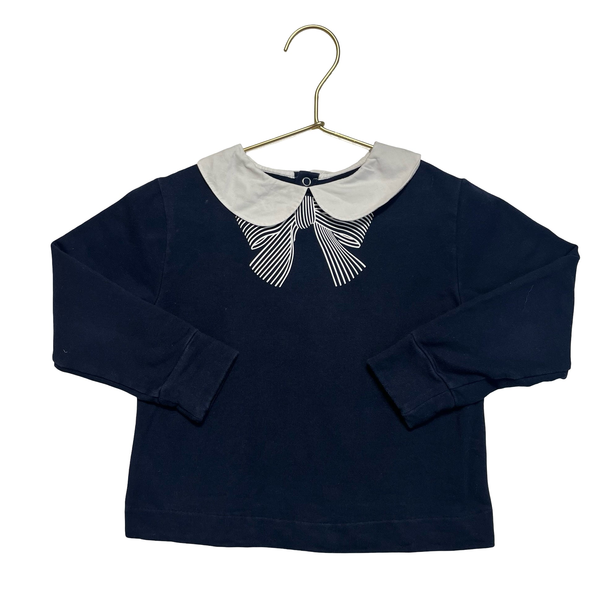 Jacadi Navy Bow Graphic Collar Sweatshirt - Size 6A