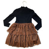 Janie and Jack Black Ribbed & Leopard Tulle Dress - Size 5