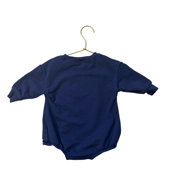 Angel Dear Navy Whale Applique Bubble Romper - Size 6-12 Mo