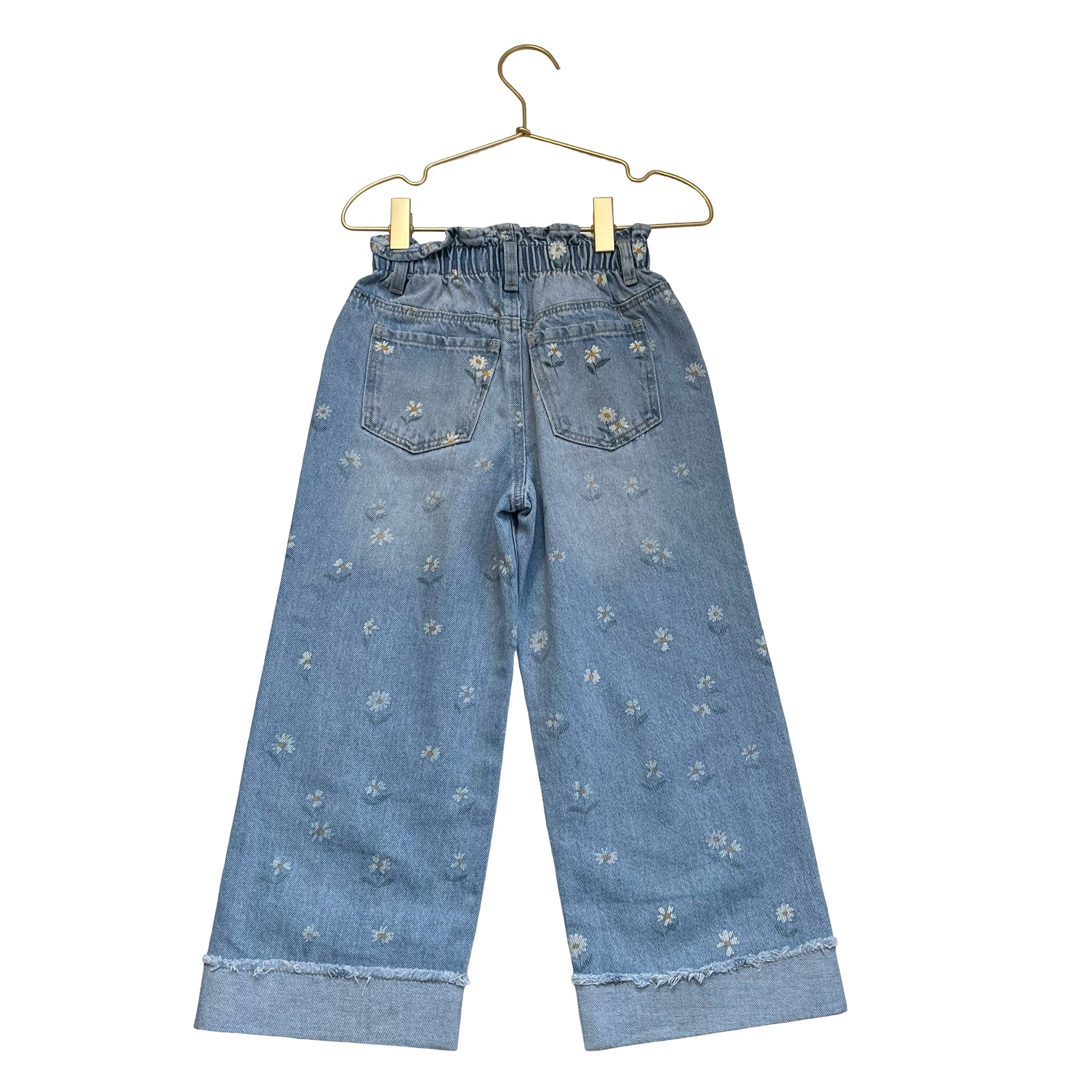 Zara Daisy Print Denim Jeans - Size 6
